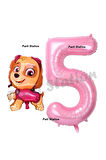 Paw Patrol Skye 8 Yaş Balon ve Pembe Rakam Balon Doğum Günü Parti Set
