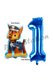 Paw Patrol Balon Paw Patrol Polis Köpek Chase 9 Yaş Balon ve Lacivert Rakam Balon Doğum Günü Set