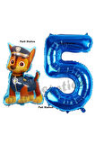 Paw Patrol Balon Paw Patrol Polis Köpek Chase 9 Yaş Balon ve Lacivert Rakam Balon Doğum Günü Set