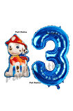 Paw Patrol İtfaiye Köpek Marshall 9 Yaş Balon ve Lacivert Rakam Balon Doğum Günü Set