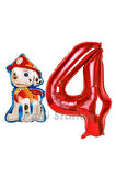 Paw Patrol İtfaiye Köpek Marshall 2 Yaş Balon ve Kırmızı Rakam Balon Doğum Günü Set