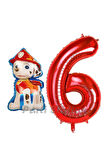 Paw Patrol İtfaiye Köpek Marshall 2 Yaş Balon ve Kırmızı Rakam Balon Doğum Günü Set