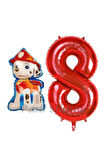 Paw Patrol İtfaiye Köpek Marshall 2 Yaş Balon ve Kırmızı Rakam Balon Doğum Günü Set