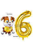 Paw Patrol inşaat Köpek Rubble 2 Yaş Balon ve Gold Rakam Balon Doğum Günü Parti Set