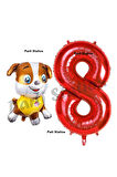 Paw Patrol inşaat Köpek Rubble 7 Yaş Balon ve Kırmızı Rakam Balon Doğum Günü Parti Set