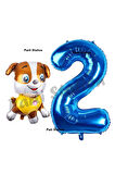 Paw Patrol inşaat Köpek Rubble 4 Yaş Balon ve Lacivert Rakam Balon Doğum Günü Parti Set