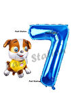 Paw Patrol inşaat Köpek Rubble 4 Yaş Balon ve Lacivert Rakam Balon Doğum Günü Parti Set