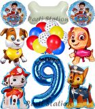 Paw Patrol 9 Yaş Balon Set Paw Petrol Marshall Chase Skye Rubble Doğum Günü Parti Folyo Balon Seti