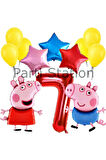 Peppa Pig Konsept 6 Yaş Yıldız Balon Set Pembe Domuz Peppa Pig George Tema Doğum Günü Folyo Balon
