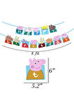 Peppa Pig Happy Birthday Banner ve Balon Doğum Günü Parti Seti Peppa Pig Flama