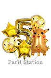 Pokemon Pikaçu Konsept 9 Yaş Doğum Günü Balon Set Pokemon Pikachu Folyo Balon Set