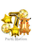 Pokemon Pikaçu Konsept 9 Yaş Doğum Günü Balon Set Pokemon Pikachu Folyo Balon Set