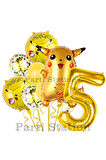 Pokemon Pikachu Konsept 8 Yaş Doğum Günü Balon Set Pokemon Pikaçu Folyo Balon Set
