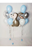 Woodland Tavşan Balon Set Tavşan Konsept Balon Buketi Doğum Günü Balon Set