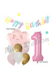 Pembe Bulut Gökkuşağı 8 Yaş Balon ve Macaron Happy Birthday Banner Doğum Günü Parti Balon Set