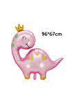 Pembe Dinozor Konsept 9 Yaş Balon Set Sevimli Pembe Dinozor Doğum Günü Folyo Balon Set