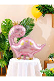 Pembe Dinozor Konsept 9 Yaş Balon Set Sevimli Pembe Dinozor Doğum Günü Folyo Balon Set