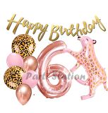 Pembe Leopar 6 Yaş Balon Set Safari Leopar Doğum Günü Parti Balon Set Pembe Panter Jungle Balon Set