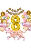 Pembe Leopar 8 Yaş Balon Leopar Doğum Günü Parti Balon Set Jungle Balon Set