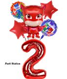 PjMasks Baykuş Kız 2 Yaş Konsept Doğum Günü Balon Set Pijamaskeliler Baykuş Kız Tema Parti Balon Set