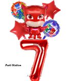 PjMasks Baykuş Kız 7 Yaş Konsept Doğum Günü Balon Set Pijamaskeliler Baykuş Kız Tema Parti Balon Set
