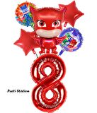 PjMasks Baykuş Kız 8 Yaş Konsept Doğum Günü Balon Set Pijamaskeliler Baykuş Kız Tema Parti Balon Set