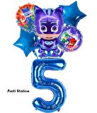 PjMasks Kedi Çocuk 5 Yaş Doğum Günü Parti Balon Set Pijamaskeliler Kedi Çocuk Tema Parti Balon Set
