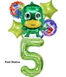 PjMasks Kertenkele Çocuk 5 Yaş Doğum Günü Balon Set Pijamaskeliler Kertenkele Çocuk Tema Balon Set
