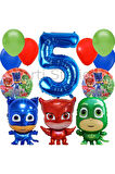 Pijamaskeliler 1 Yaş Balon Seti Pjmasks Konsept Helyum Balon Set Pijamaskeli Doğum Günü Set