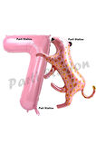 Pembe Leopar 6 Yaş Balon Set Pembe Leopar Safari Konsept Doğum Günü Parti Balon Set