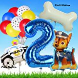 Paw Patrol Chase Polis Köpek Konsept 2 Yaş Doğum Günü Parti Balon Set Paw Patrol Kemik Balon Set