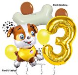Paw Patrol İş Araçları İnşaat İşçisi Köpek Rubble 3 Yaş Balon Set Pav Petrol Konsept Doğum Günü Set