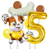 Paw Patrol İş Araçları İnşaat İşçisi Köpek Rubble 5 Yaş Balon Set Pav Petrol Konsept Doğum Günü Set