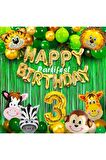 Safari Hayvanlar 3 Yaş Balon Set Safari Konsept Folyo Helyum Balon Set Safari Konsept Doğum Günü Set