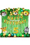 Safari Hayvanlar 5 Yaş Balon Set Safari Konsept Folyo Helyum Balon Set Safari Konsept Doğum Günü Set
