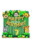 Safari Hayvanlar 7 Yaş Balon Set Safari Konsept Folyo Helyum Balon Set Safari Konsept Doğum Günü Set