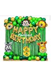 Safari Hayvanlar 8 Yaş Balon Set Safari Konsept Folyo Helyum Balon Set Safari Konsept Doğum Günü Set