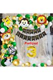 Safari Hayvanlar 3 Yaş Balon Set Safari Konsept Helyum Balon Set Safari Doğum Günü Set