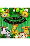 Safari Hayvanlar 4 Yaş Balon Set Safari Konsept Helyum Balon Set Safari Doğum Günü Set
