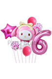 Sanrio Kuromi Melody 6 Yaş Balon Set Anime Hello Kitty Kuromi Melody Konsept Doğum Günü Balon