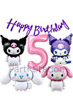 Sanrio Kuromi Melody Cinnamon 8 Yaş Pembe Balon Set Anime Kuromi Melody Konsept Doğum Günü Balon Set