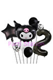 Sanrio Black Kuromi 4 Yaş Balon Set Anime Kawaii Kuromi Konsept Doğum Günü Balon Set
