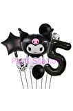 Sanrio Black Kuromi 4 Yaş Balon Set Anime Kawaii Kuromi Konsept Doğum Günü Balon Set
