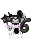 Sanrio Black Kuromi 4 Yaş Balon Set Anime Kawaii Kuromi Konsept Doğum Günü Balon Set