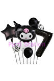 Sanrio Black Kuromi 4 Yaş Balon Set Anime Kawaii Kuromi Konsept Doğum Günü Balon Set