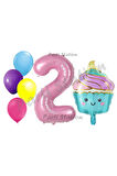 Dondurma Cupcake Konsept 1 Yaş Doğum Günü Balon Set İce Cream Pastane Şeker Tema Doğum Günü Balon