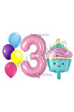 Dondurma Cupcake Konsept 1 Yaş Doğum Günü Balon Set İce Cream Pastane Şeker Tema Doğum Günü Balon