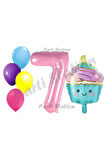 Dondurma Cupcake Konsept 1 Yaş Doğum Günü Balon Set İce Cream Pastane Şeker Tema Doğum Günü Balon