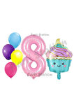 Dondurma Cupcake Konsept 1 Yaş Doğum Günü Balon Set İce Cream Pastane Şeker Tema Doğum Günü Balon