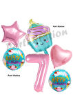 Pastane Şeker Cupcake Konsept 5 Yaş Doğum Günü Balon Set İce Cream Tema Doğum Günü Balon